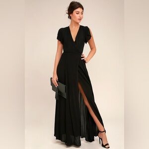 Lulus Heart of Marigold Wrap Dress in Black